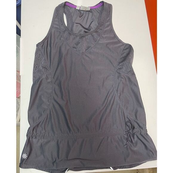 Athleta Wick it good Gray Tank top shirt sleeveless size S small tie at waist - Picture 1 of 4